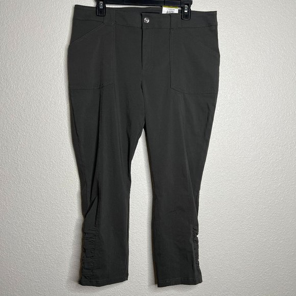 Inc International Concepts Ruched-Hem Cropped Pants, Urban Olive, Size 14 - Picture 1 of 12